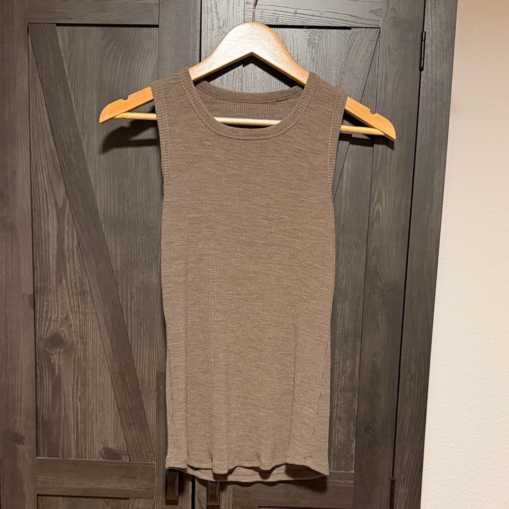 Woolx Raegan Ribbed Tank Top Taupe